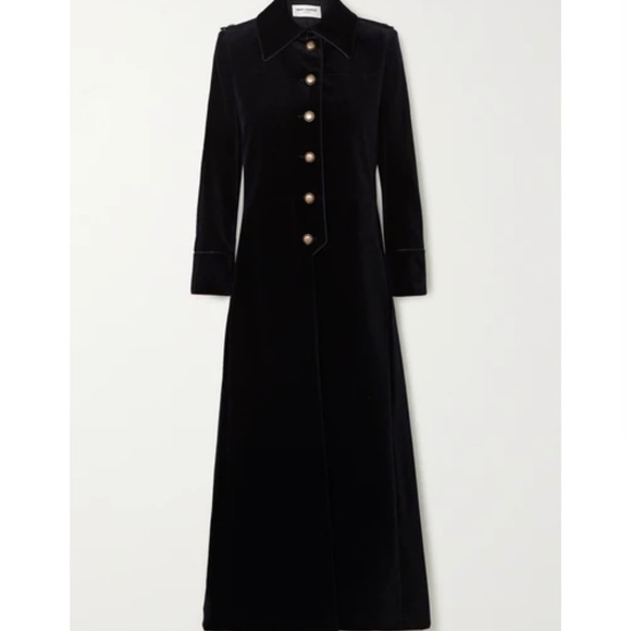 Saint Laurent black piped Velvet long jacket size 34, brand new - Picture 3 of 9